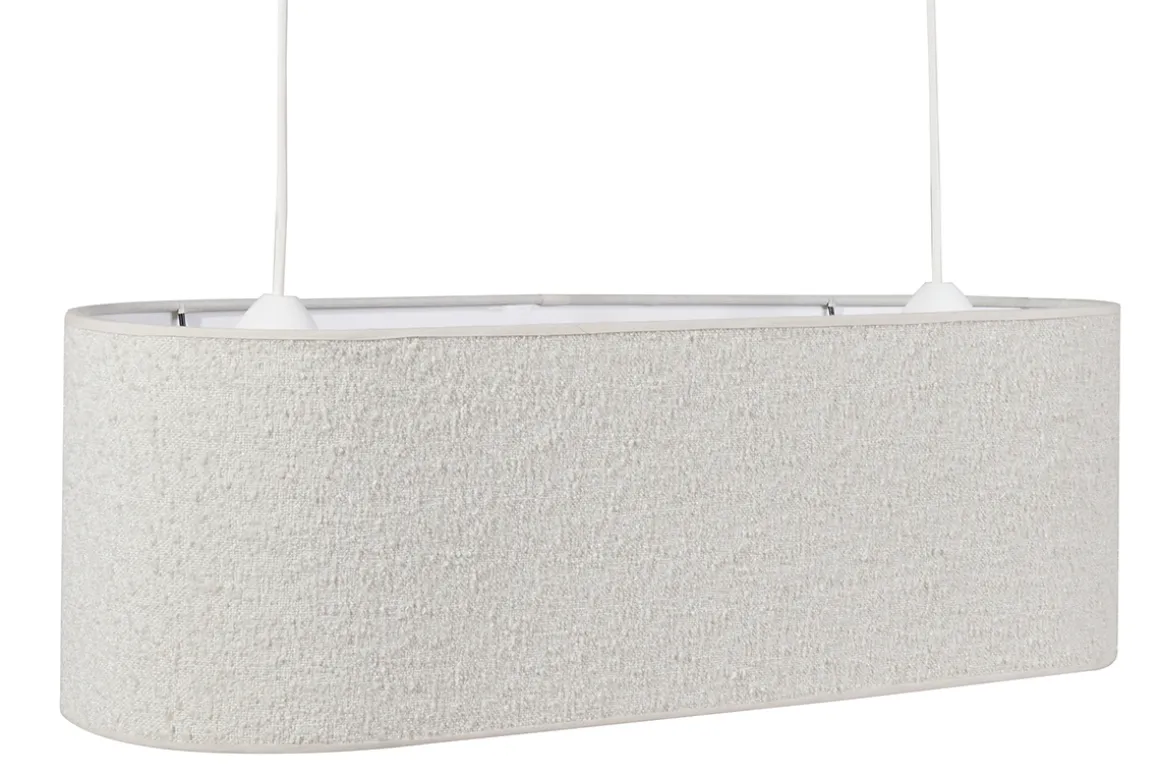 Miliboo Suspension|Suspension-Abat-jour pour suspension double en tissu effet laine bouclée écru L62 cm TESSA