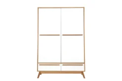 Miliboo Armoire-Armoire design avec penderie finition bois clair et blanc mat L120 cm HELIA