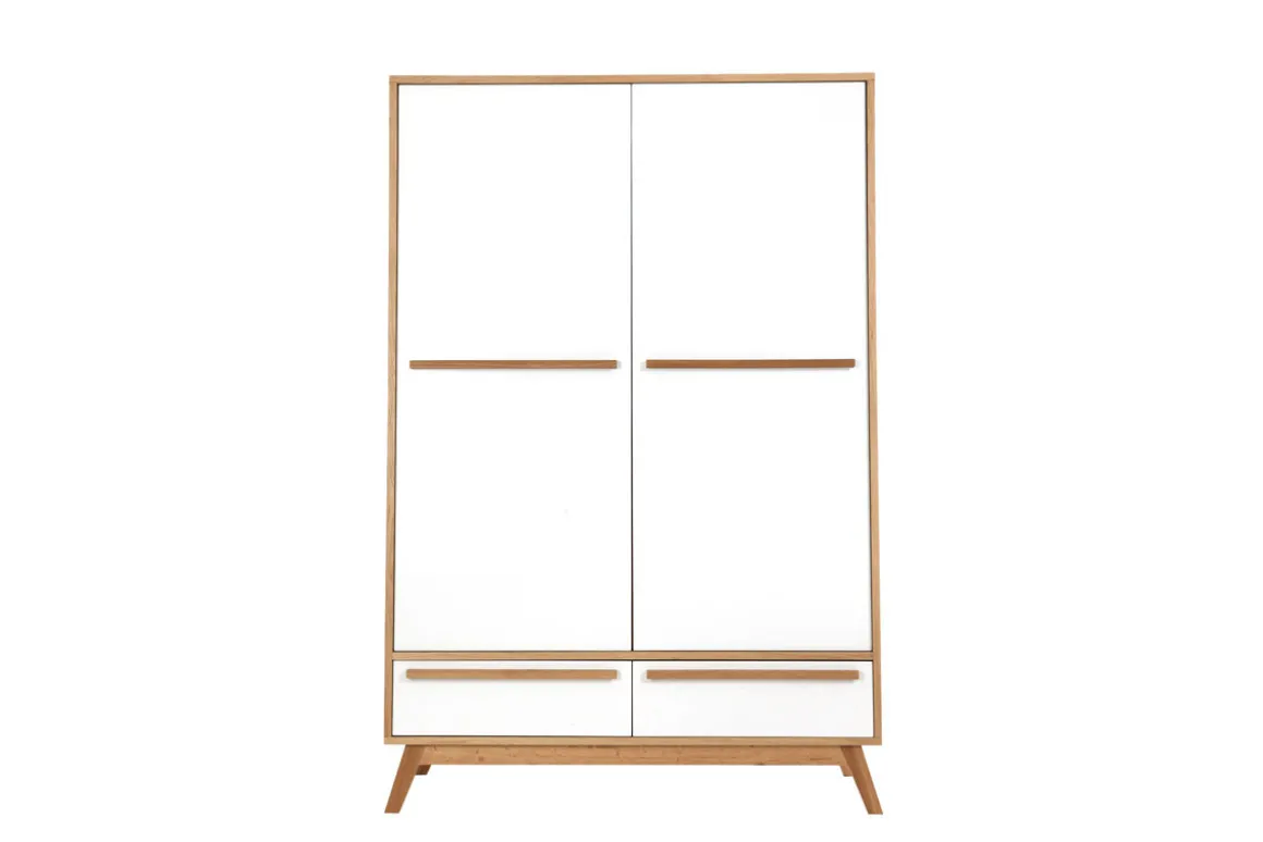 Miliboo Armoire-Armoire design avec penderie finition bois clair et blanc mat L120 cm HELIA