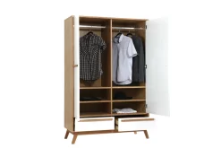 Miliboo Armoire-Armoire design avec penderie finition bois clair et blanc mat L120 cm HELIA