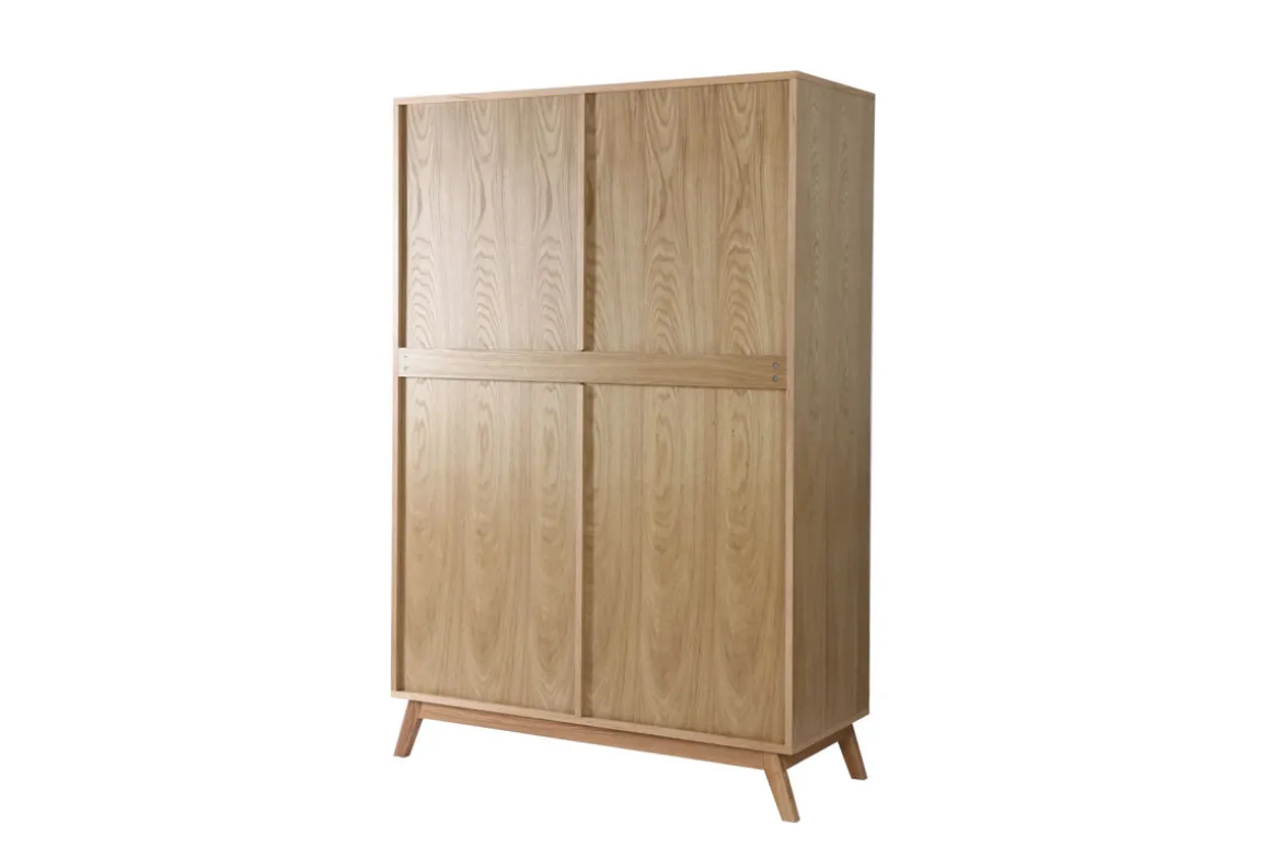 Miliboo Armoire-Armoire design avec penderie finition bois clair et blanc mat L120 cm HELIA