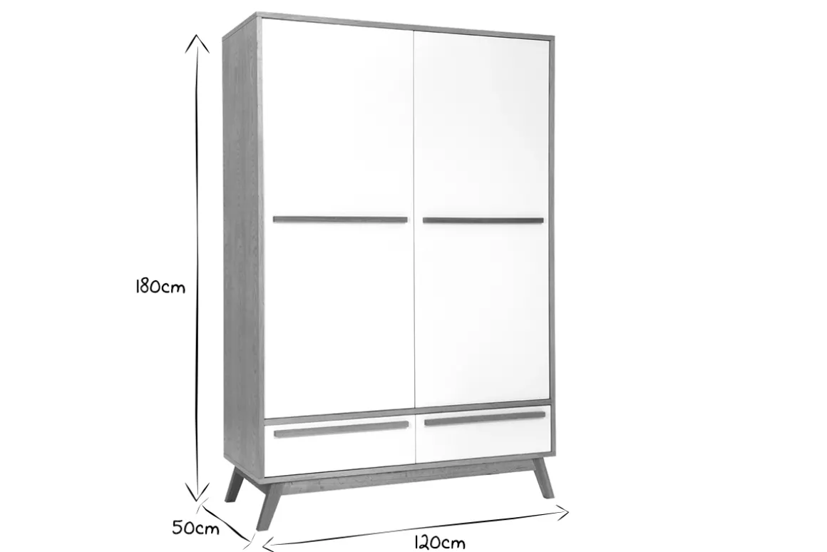 Miliboo Armoire-Armoire design avec penderie finition bois clair et blanc mat L120 cm HELIA