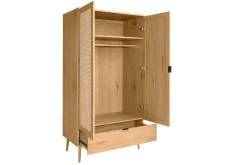 Miliboo Armoire-Armoire finition bois clair, cannage en rotin et métal noir H190 cm MANILLE