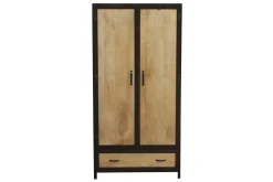 Miliboo Armoire-Armoire industrielle en bois massif manguier et métal noir L90 cm INDUSTRIA