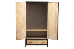 Miliboo Armoire-Armoire industrielle en bois massif manguier et métal noir L90 cm INDUSTRIA