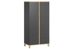 Miliboo Armoire|Rangement Enfant-Armoire scandinave avec penderie et étagères gris anthracite et bois clair L90 cm EILIE