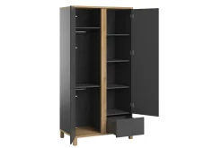 Miliboo Armoire|Rangement Enfant-Armoire scandinave avec penderie et étagères gris anthracite et bois clair L90 cm EILIE