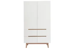 Miliboo Armoire|Rangement Enfant-Armoire scandinave avec penderie et tiroirs finition blanc mat et bois chêne clair L100 cm KELMA