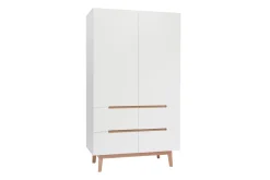Miliboo Armoire|Rangement Enfant-Armoire scandinave avec penderie et tiroirs finition blanc mat et bois chêne clair L100 cm KELMA