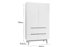 Miliboo Armoire|Rangement Enfant-Armoire scandinave avec penderie et tiroirs finition blanc mat et bois chêne clair L100 cm KELMA