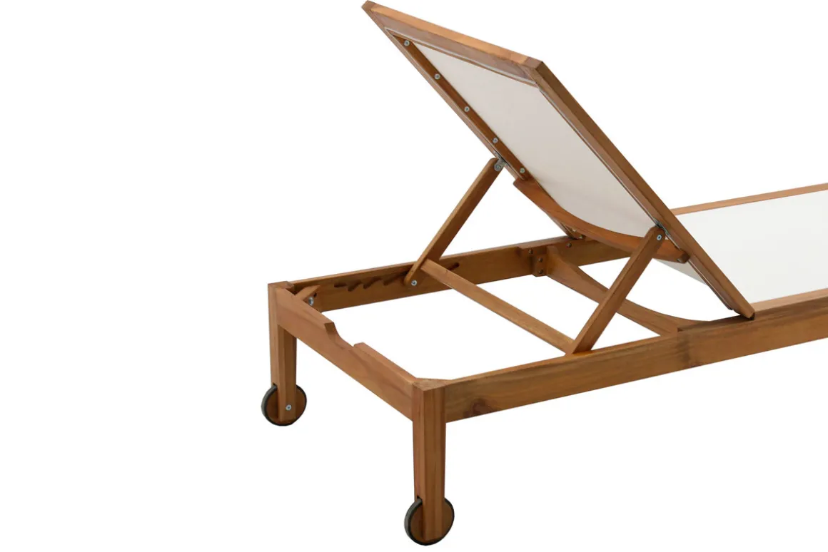 Miliboo Chaise Longue-Bain de soleil blanc et bois massif NAVEEN