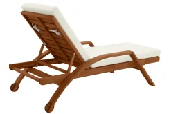 Miliboo Chaise Longue-Bain de soleil écru et bois massif MALAGA