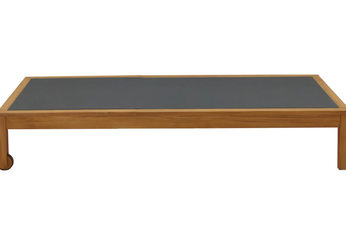 Miliboo Chaise Longue-Bain de soleil gris foncé et bois massif NAVEEN