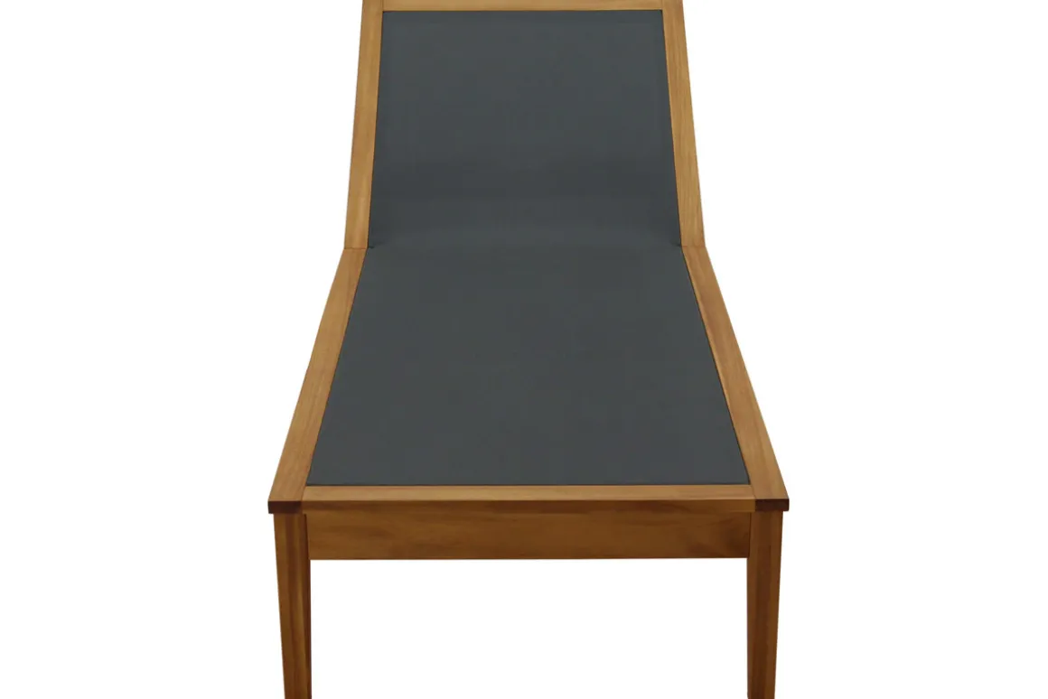 Miliboo Chaise Longue-Bain de soleil gris foncé et bois massif NAVEEN