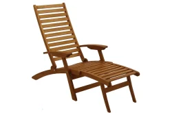 Miliboo Chaise Longue-Bain de soleil inclinable 3 positions en bois massif RIO
