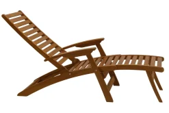 Miliboo Chaise Longue-Bain de soleil inclinable 3 positions en bois massif RIO