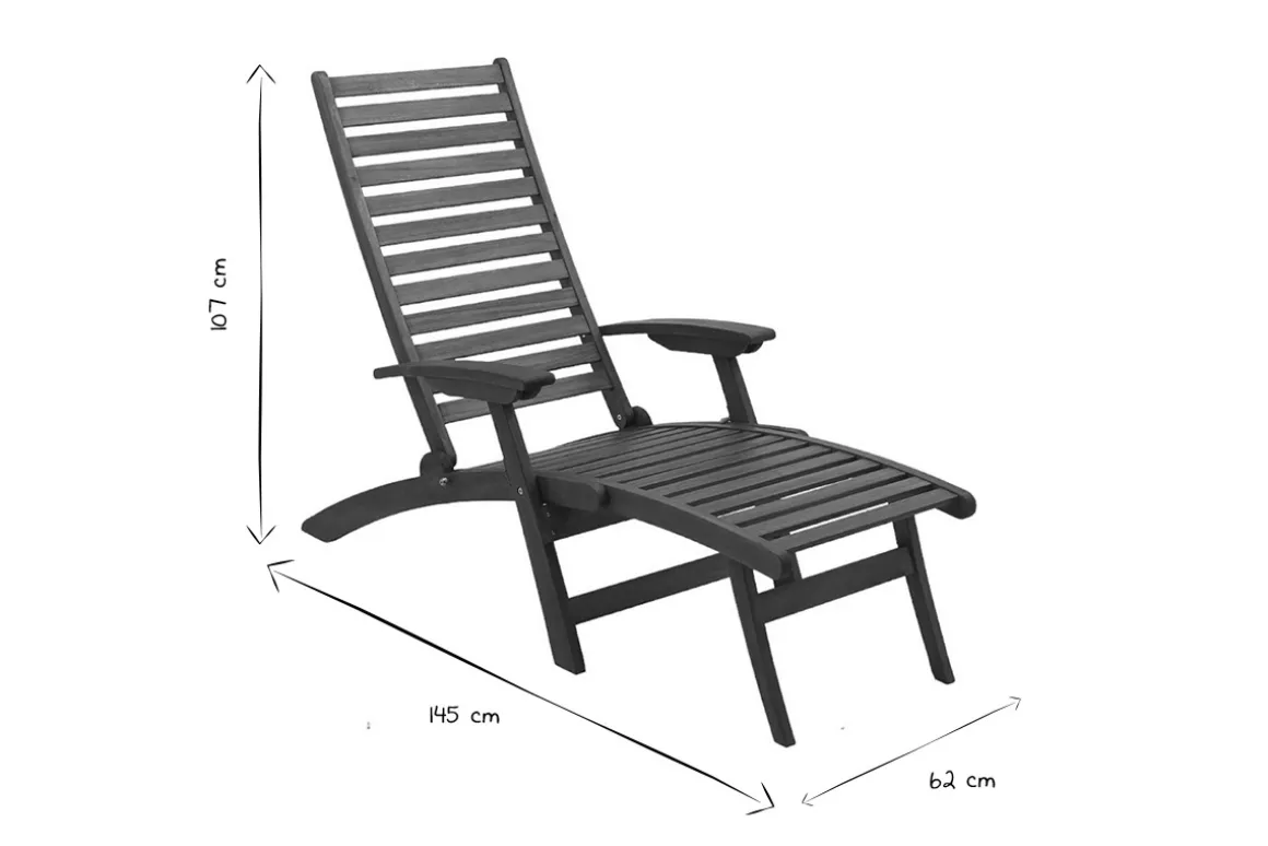 Miliboo Chaise Longue-Bain de soleil inclinable 3 positions en bois massif RIO