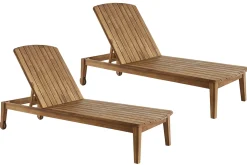 Miliboo Chaise Longue-Bains de soleil en bois massif (lot de 2) CANOPEE