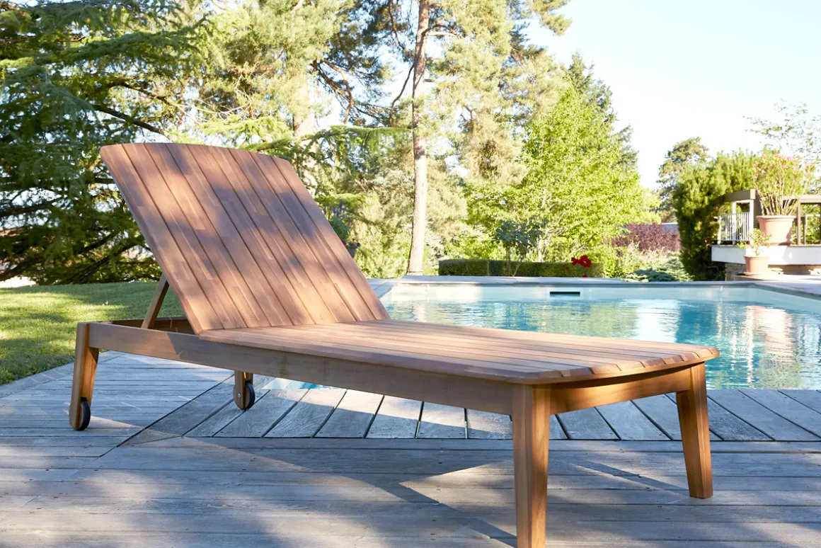 Miliboo Chaise Longue-Bains de soleil en bois massif (lot de 2) CANOPEE