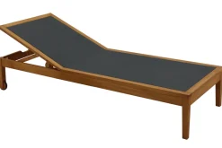 Miliboo Chaise Longue-Bains de soleil gris foncé et bois massif (lot de 2) NAVEEN