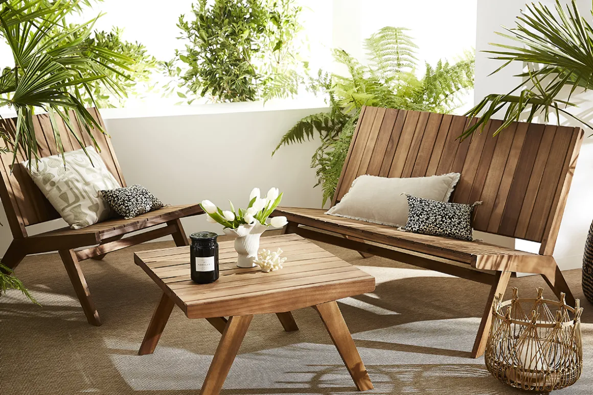 Miliboo Salon De Jardin-Banc de jardin en bois massif 2 places L116 cm TIDAK