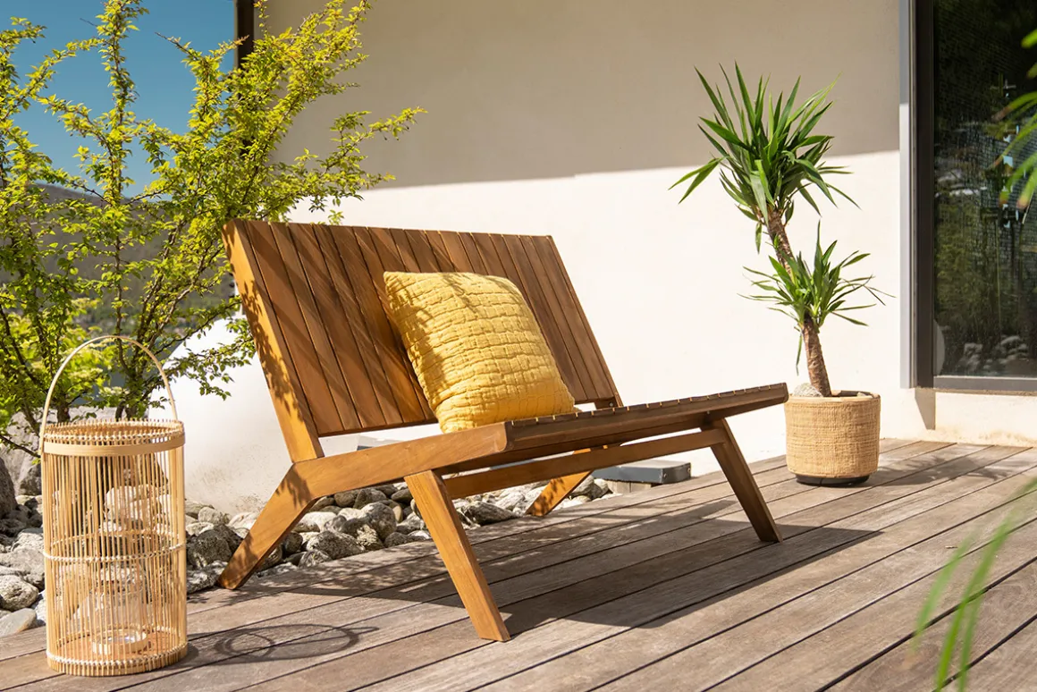 Miliboo Salon De Jardin-Banc de jardin en bois massif 2 places L116 cm TIDAK