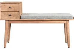 Miliboo Banc|Meuble D'entrée-Banc d'entrée avec rangements 2 tiroirs en bois clair massif L110 cm ALTY