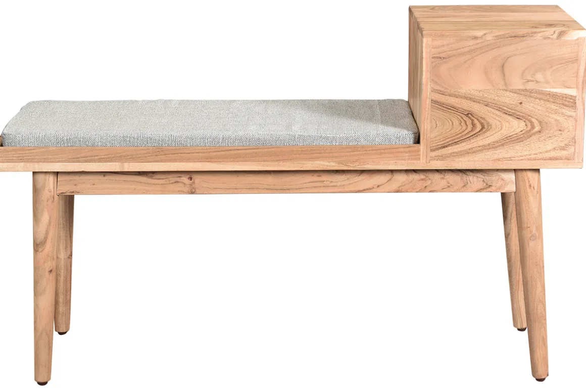 Miliboo Banc|Meuble D'entrée-Banc d'entrée avec rangements 2 tiroirs en bois clair massif L110 cm ALTY