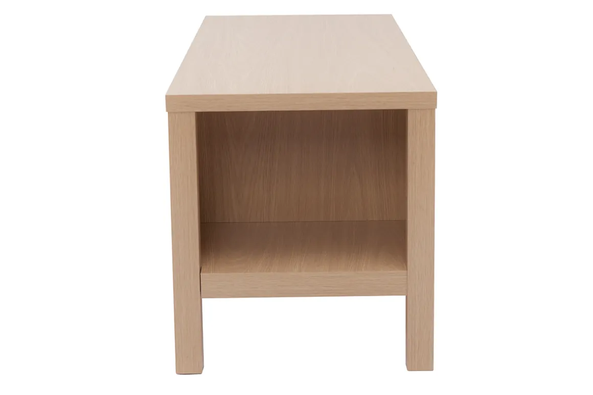 Miliboo Chaise En Bois|Banc-Banc d'entrée avec rangement finition bois clair chêne avec coussin banquette grège L100 cm GUMBY