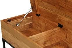 Miliboo Banc|Meuble D'entrée-Banc d'entrée industriel avec coffre de rangement en bois massif et métal noir L100 cm SORG