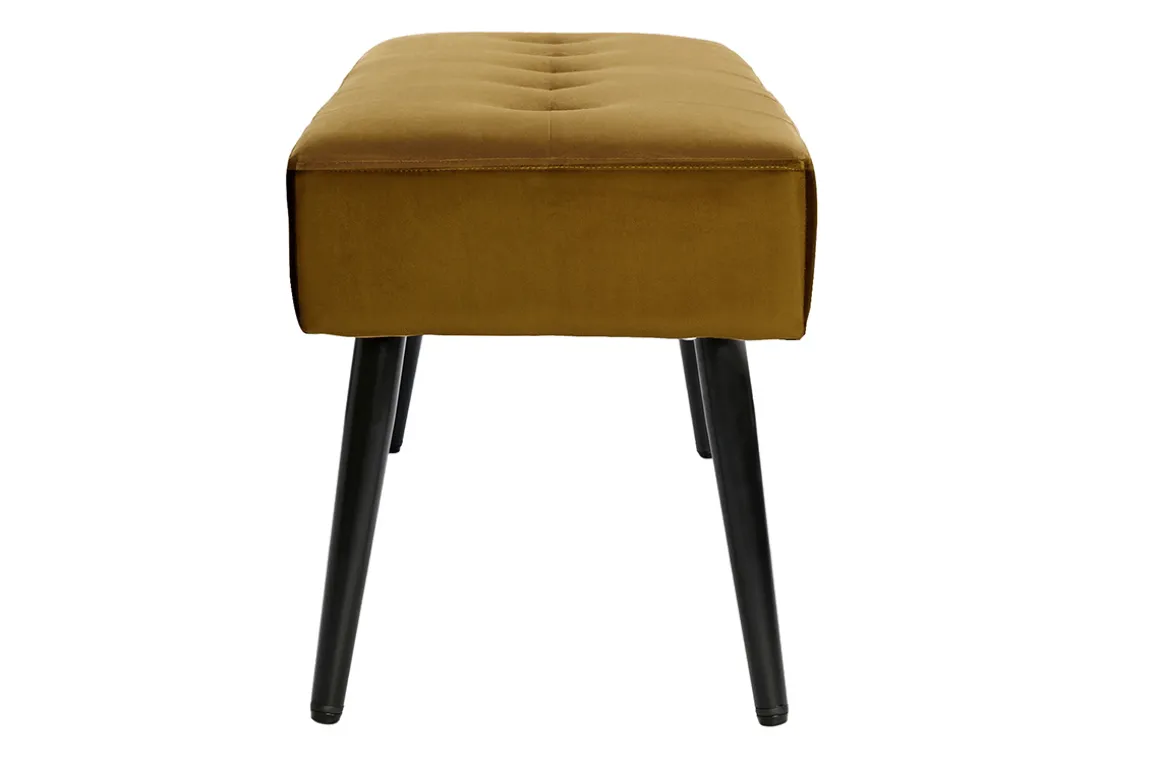 Miliboo Banc|Meuble D'entrée-Banc design capitonné en tissu velours bronze et métal noir L96 cm GUESTA