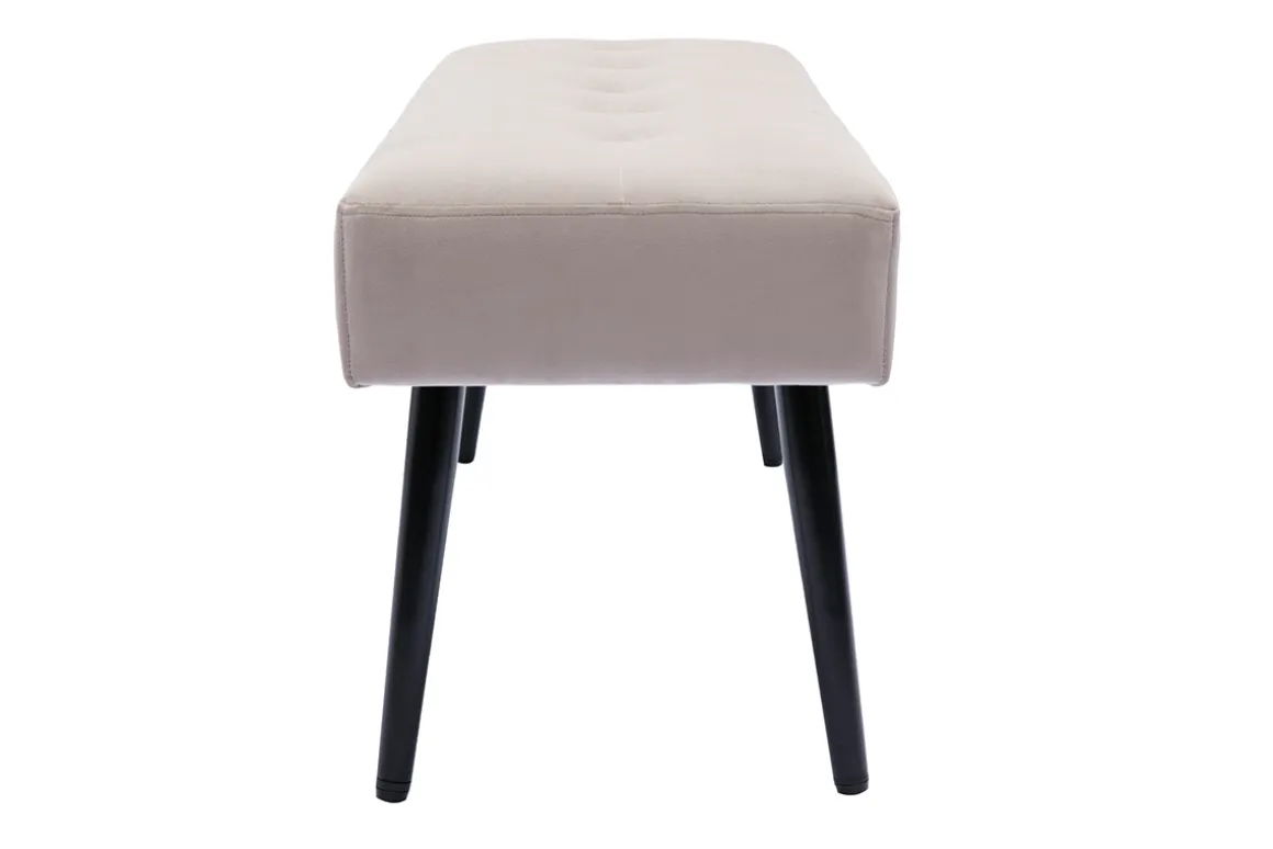 Miliboo Banc|Meuble D'entrée-Banc design capitonné en tissu velours taupe et métal noir L96 cm GUESTA