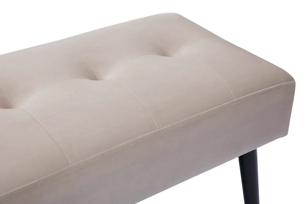 Miliboo Banc|Meuble D'entrée-Banc design capitonné en tissu velours taupe et métal noir L96 cm GUESTA