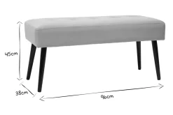 Miliboo Banc|Meuble D'entrée-Banc design capitonné en tissu velours taupe et métal noir L96 cm GUESTA