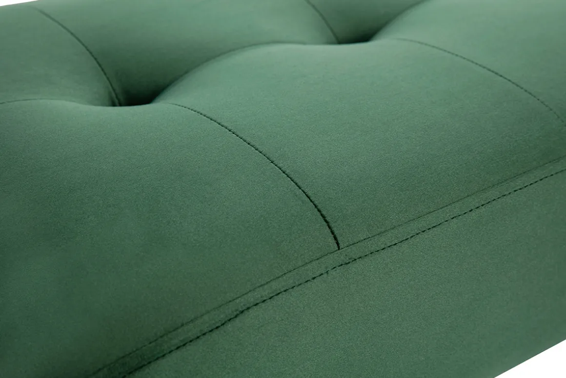 Miliboo Banc|Meuble D'entrée-Banc design capitonné en tissu velours vert foncé et métal noir L96 cm GUESTA