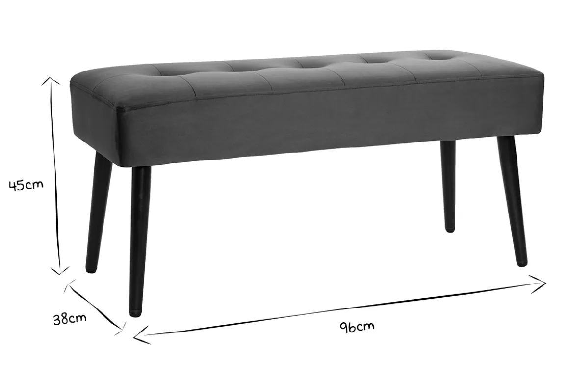 Miliboo Banc|Meuble D'entrée-Banc design capitonné en tissu velours vert foncé et métal noir L96 cm GUESTA