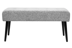 Miliboo Banc|Bout De Lit-Banc design capitonné en tissu effet laine bouclée gris chiné et métal noir L96 cm GUESTA