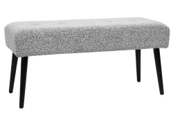 Miliboo Banc|Bout De Lit-Banc design capitonné en tissu effet laine bouclée gris chiné et métal noir L96 cm GUESTA