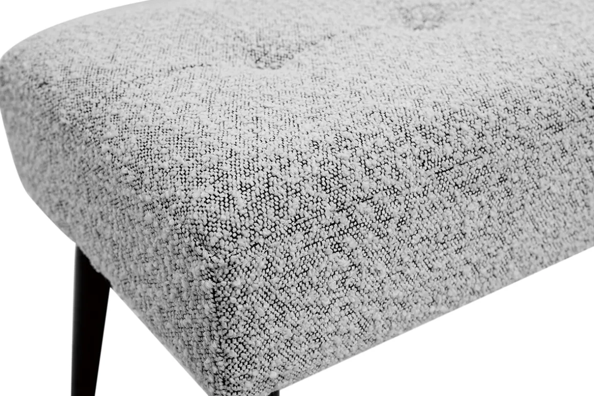 Miliboo Banc|Bout De Lit-Banc design capitonné en tissu effet laine bouclée gris chiné et métal noir L96 cm GUESTA