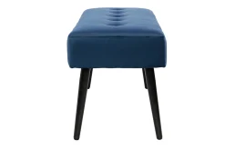 Miliboo Banc|Meuble D'entrée-Banc design capitonné en tissu velours bleu nuit et métal noir L96 cm GUESTA
