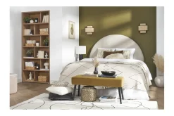 Miliboo Bout De Lit-Banc design capitonné en velours terre brûlée et métal noir L95 cm GUESTA