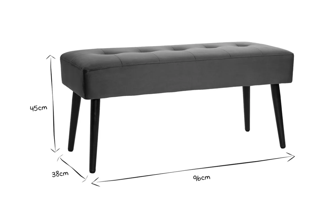 Miliboo Bout De Lit-Banc design capitonné en velours terre brûlée et métal noir L95 cm GUESTA