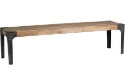 Miliboo Chaise En Bois|Banc-Banc industriel en bois manguier massif et métal noir L180 cm MADISON