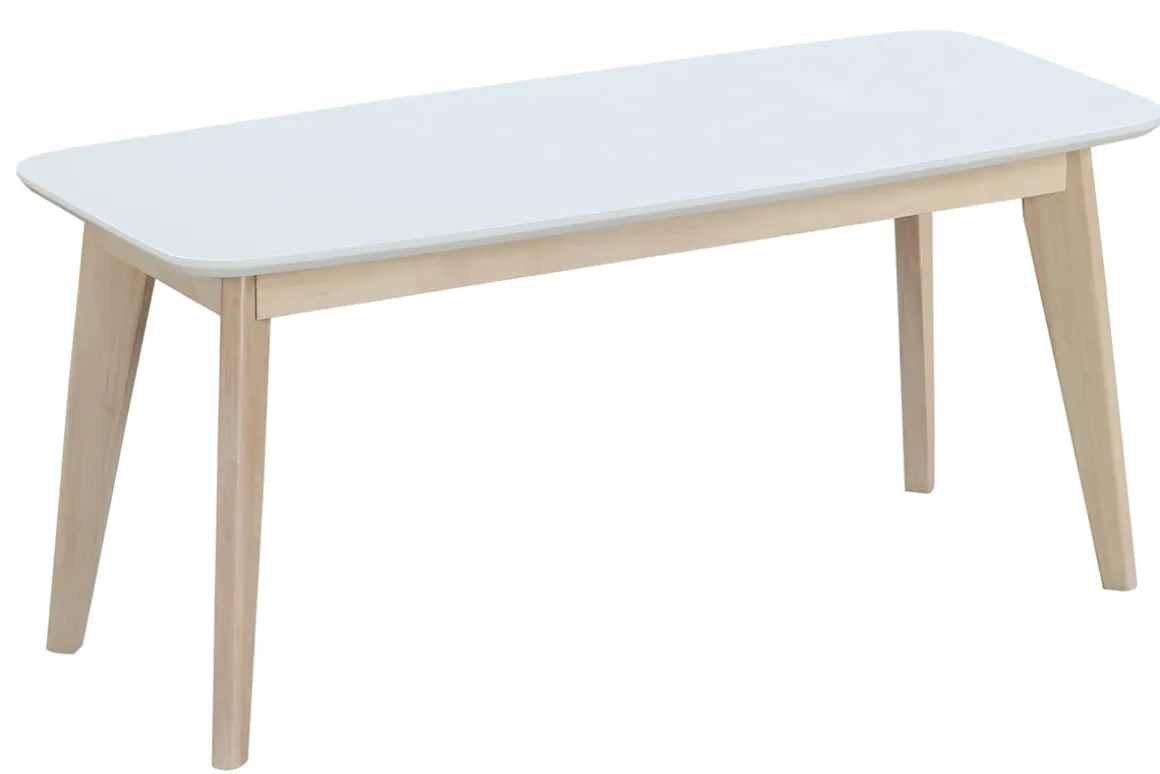 Miliboo Chaise En Bois|Banc-Banc scandinave blanc et bois clair L100 cm LEENA