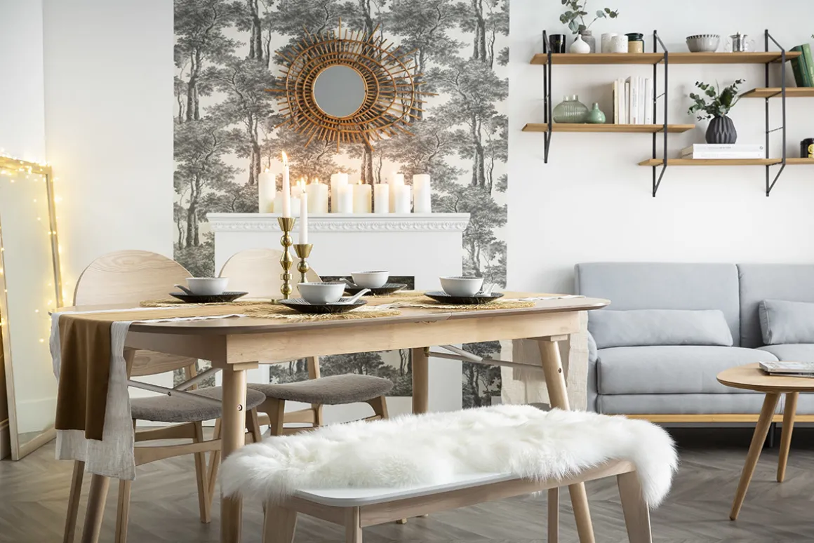 Miliboo Chaise En Bois|Banc-Banc scandinave blanc et bois clair L100 cm LEENA