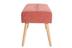 Miliboo Banc|Meuble D'entrée-Banc scandinave capitonné en tissu effet velours texturé terracotta et bois clair L96 cm GUESTA