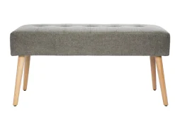 Miliboo Banc|Meuble D'entrée-Banc scandinave capitonné en tissu effet velours texturé gris clair et bois clair L96 cm GUESTA