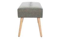 Miliboo Banc|Meuble D'entrée-Banc scandinave capitonné en tissu effet velours texturé gris clair et bois clair L96 cm GUESTA