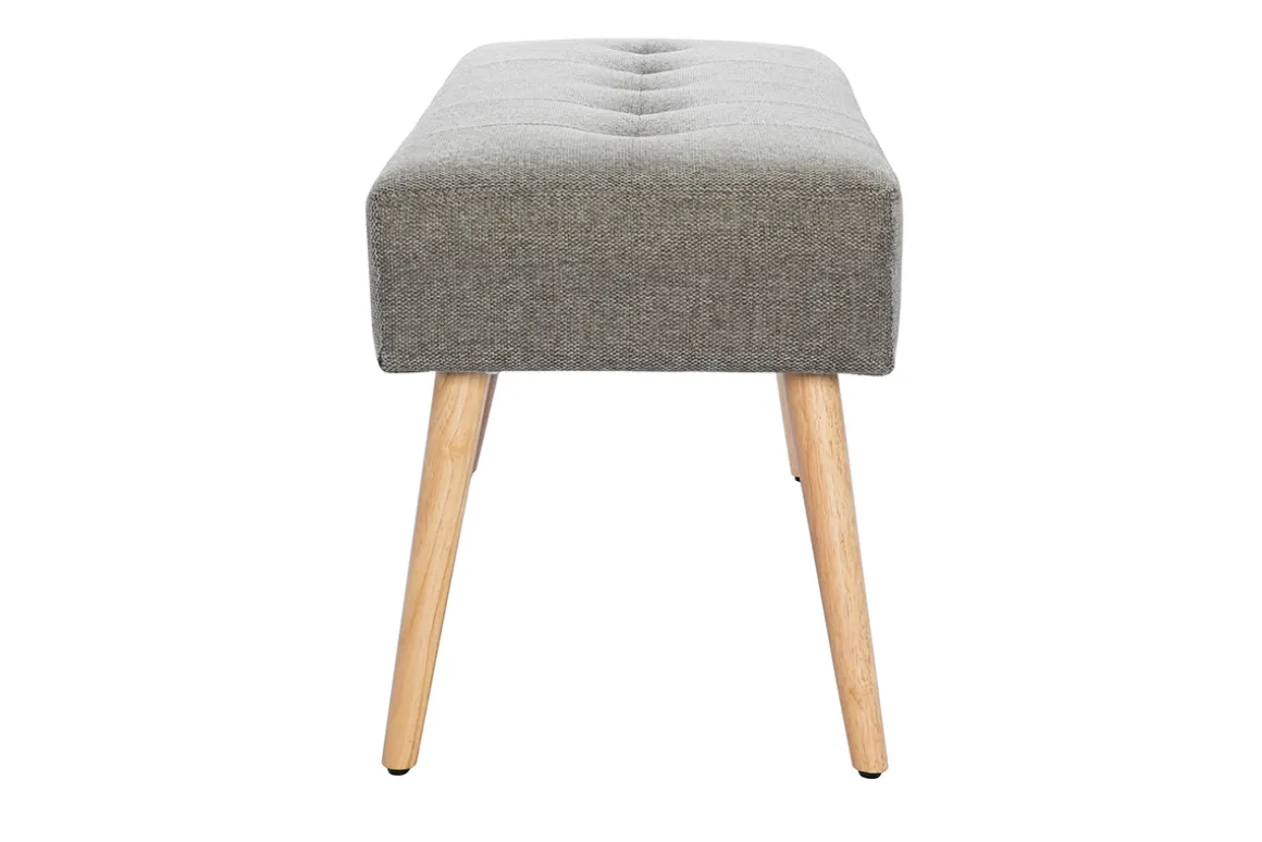 Miliboo Banc|Meuble D'entrée-Banc scandinave capitonné en tissu effet velours texturé gris clair et bois clair L96 cm GUESTA