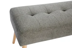 Miliboo Banc|Meuble D'entrée-Banc scandinave capitonné en tissu effet velours texturé gris clair et bois clair L96 cm GUESTA